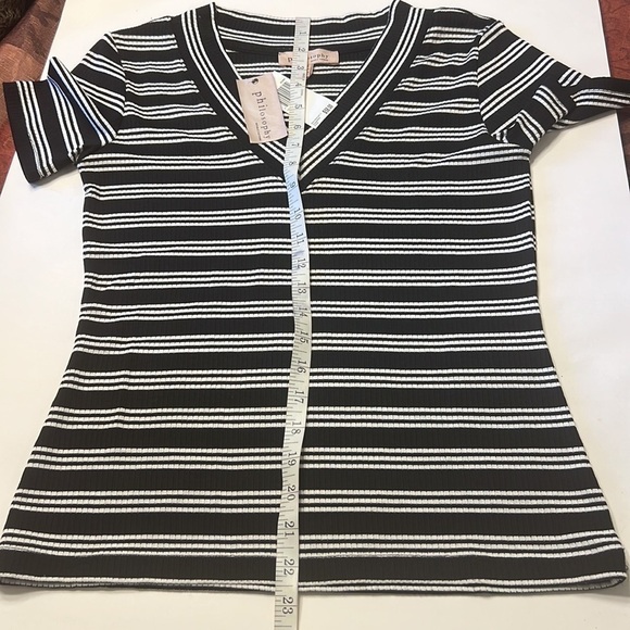 Philosophy Republic V Neck Striped Top Black and White Size Small NWT - Picture 8 of 10